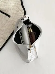 Crocodile Embossed Baguette Bag - White