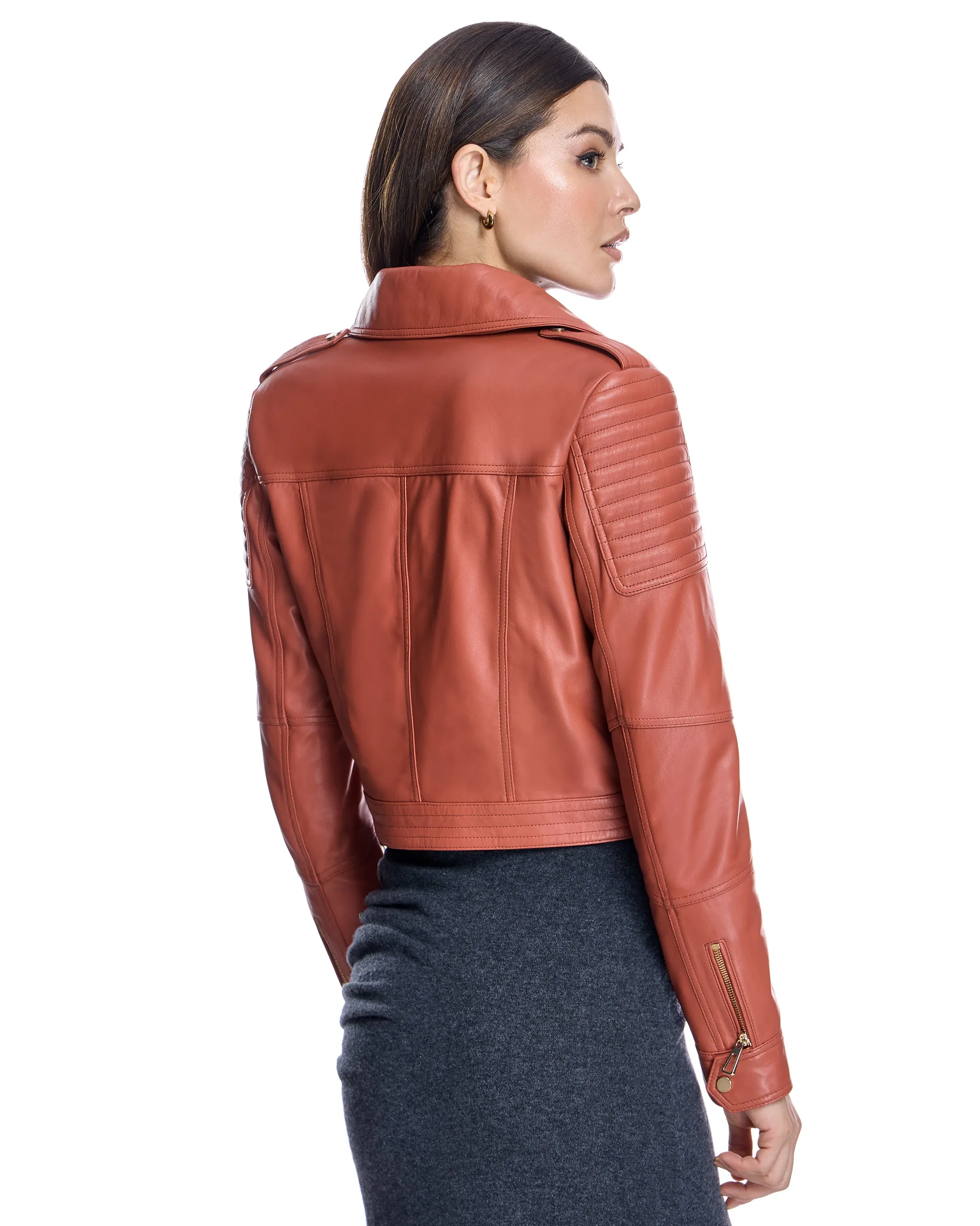 Cropped Leather Biker Jacket