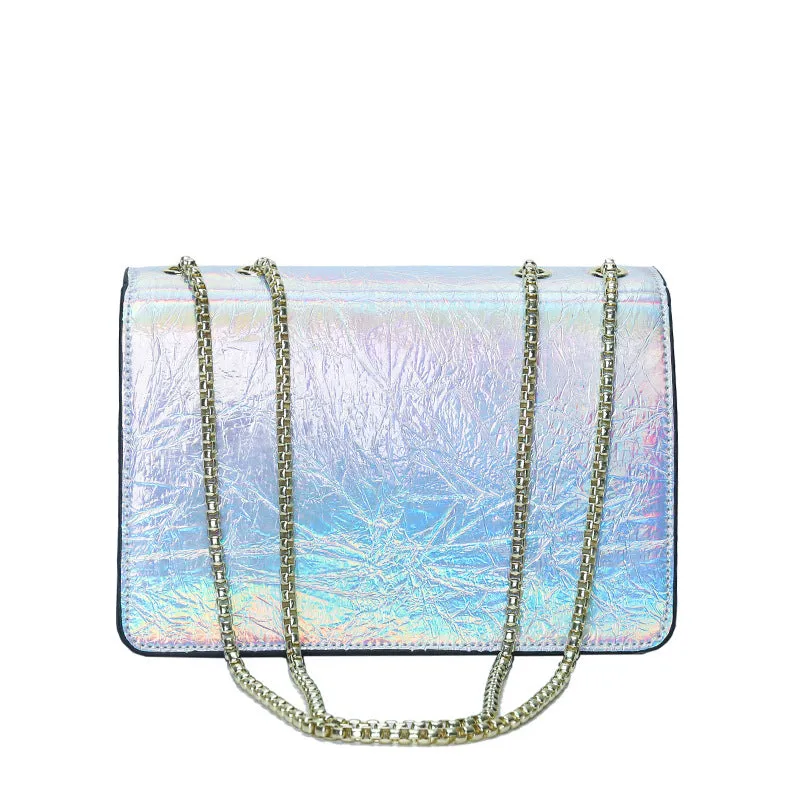 Cross-Border Fashion Women's Bag2023New Bright Leather Shoulder Bag European and American High Quality Crossbody Bag Popular Patent Leather Chain Women's Bag