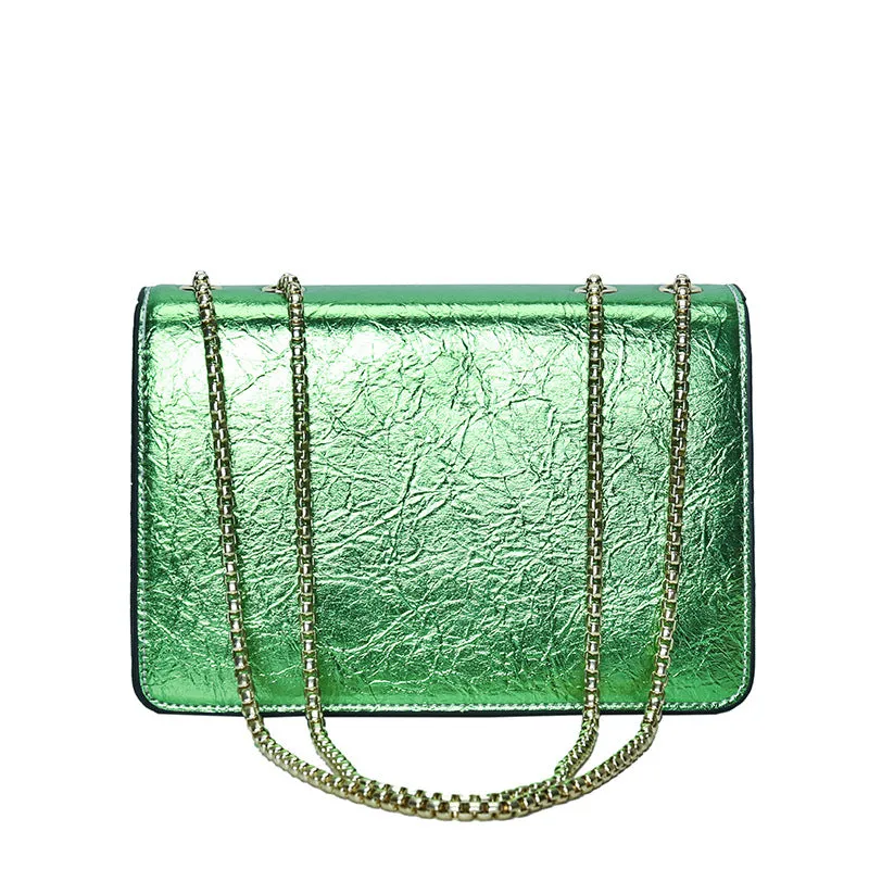 Cross-Border Fashion Women's Bag2023New Bright Leather Shoulder Bag European and American High Quality Crossbody Bag Popular Patent Leather Chain Women's Bag