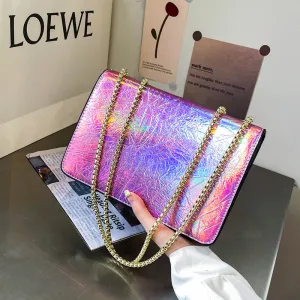 Cross-Border Fashion Women's Bag2023New Bright Leather Shoulder Bag European and American High Quality Crossbody Bag Popular Patent Leather Chain Women's Bag
