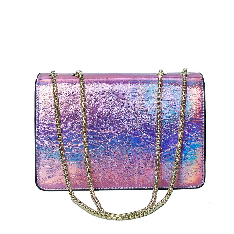Cross-Border Fashion Women's Bag2023New Bright Leather Shoulder Bag European and American High Quality Crossbody Bag Popular Patent Leather Chain Women's Bag