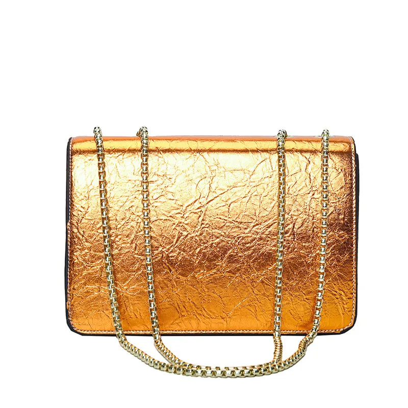 Cross-Border Fashion Women's Bag2023New Bright Leather Shoulder Bag European and American High Quality Crossbody Bag Popular Patent Leather Chain Women's Bag