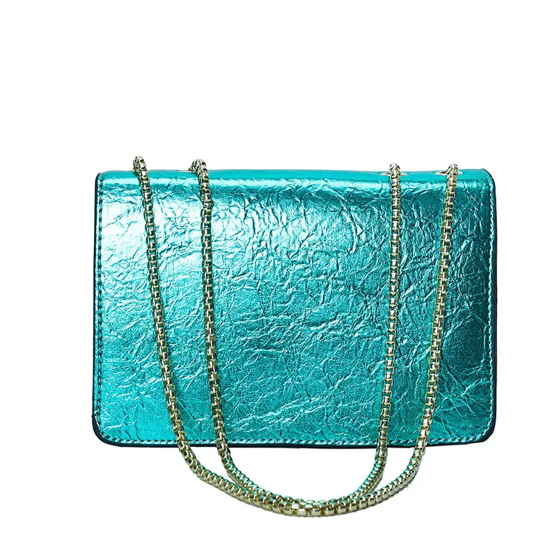 Cross-Border Fashion Women's Bag2023New Bright Leather Shoulder Bag European and American High Quality Crossbody Bag Popular Patent Leather Chain Women's Bag