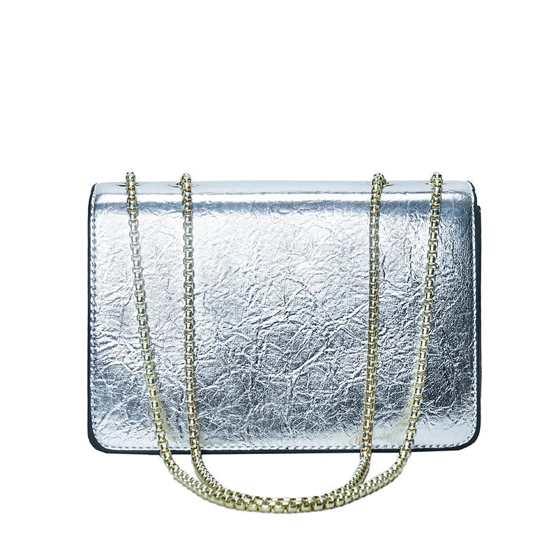 Cross-Border Fashion Women's Bag2023New Bright Leather Shoulder Bag European and American High Quality Crossbody Bag Popular Patent Leather Chain Women's Bag