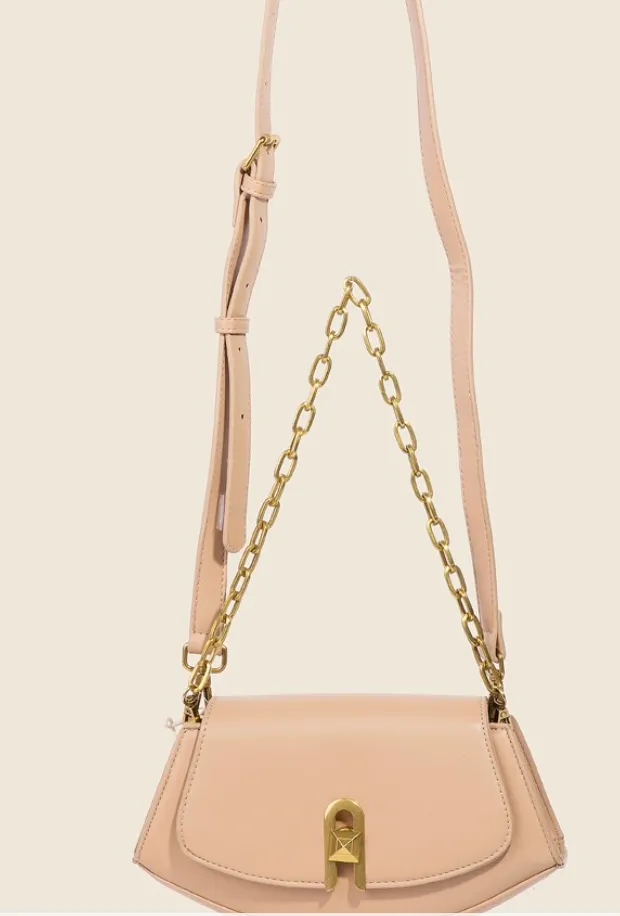Curved Leather Crossbody or Shoulder Purse