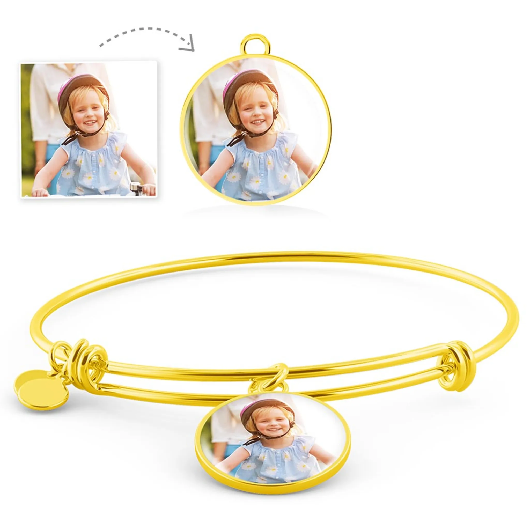 Customizable Circle Pendant Luxury Bangle