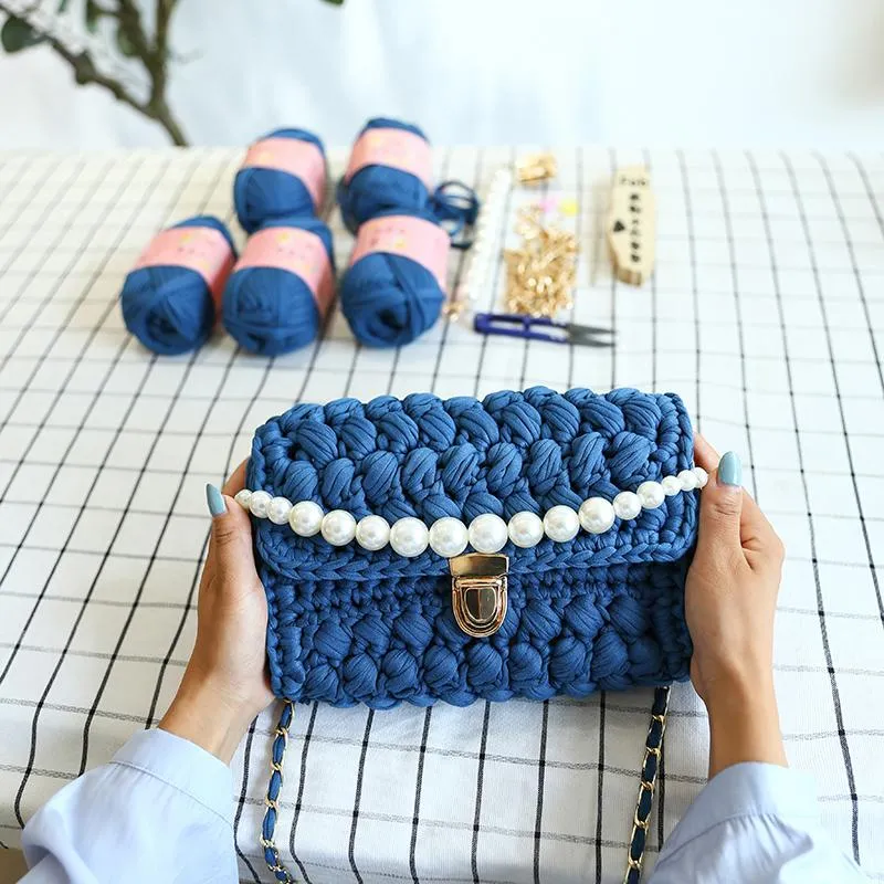 Cute White(Square) Crochet Small Handbag Crossbody Purse Crochet Shoulder Bag for Girl Cute Crochet Purses