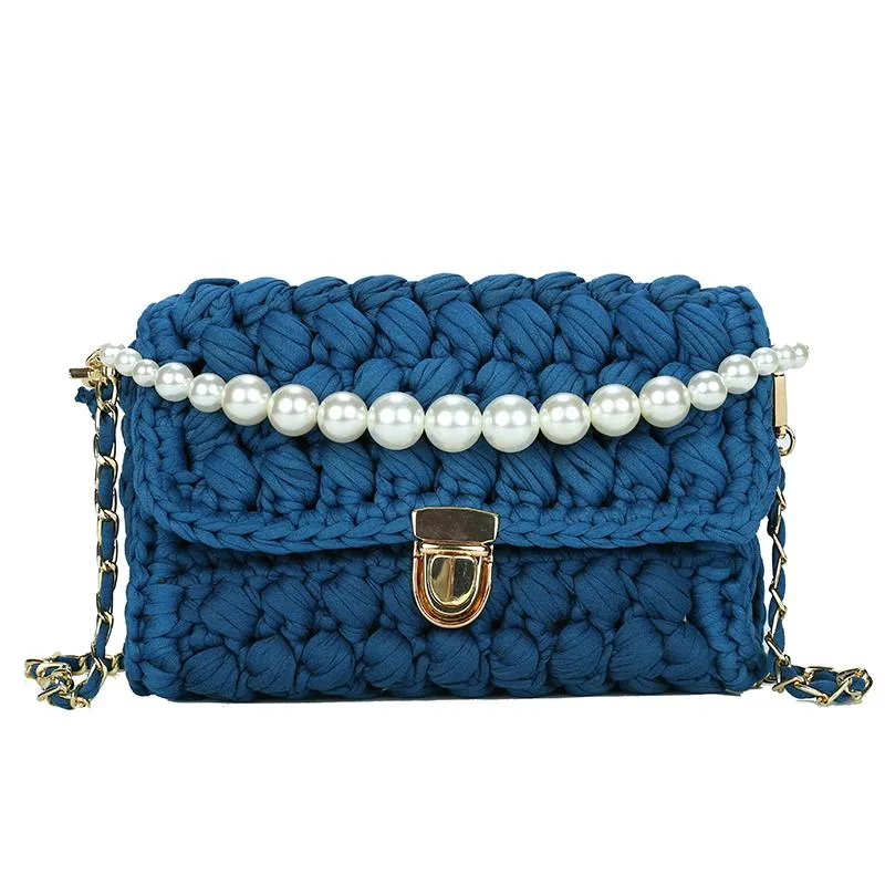 Cute White(Square) Crochet Small Handbag Crossbody Purse Crochet Shoulder Bag for Girl Cute Crochet Purses