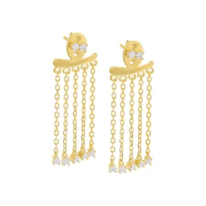 CZ Front Back Chandelier Drop Stud Earring