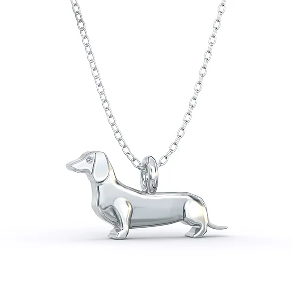 Dachshund  Mini Pups  Diamond Necklace