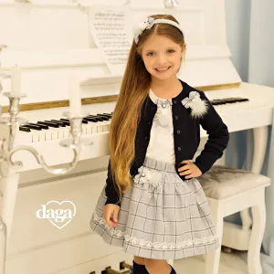 Daga - Elegant Pianist Three Piece  Skirt Set- Navy