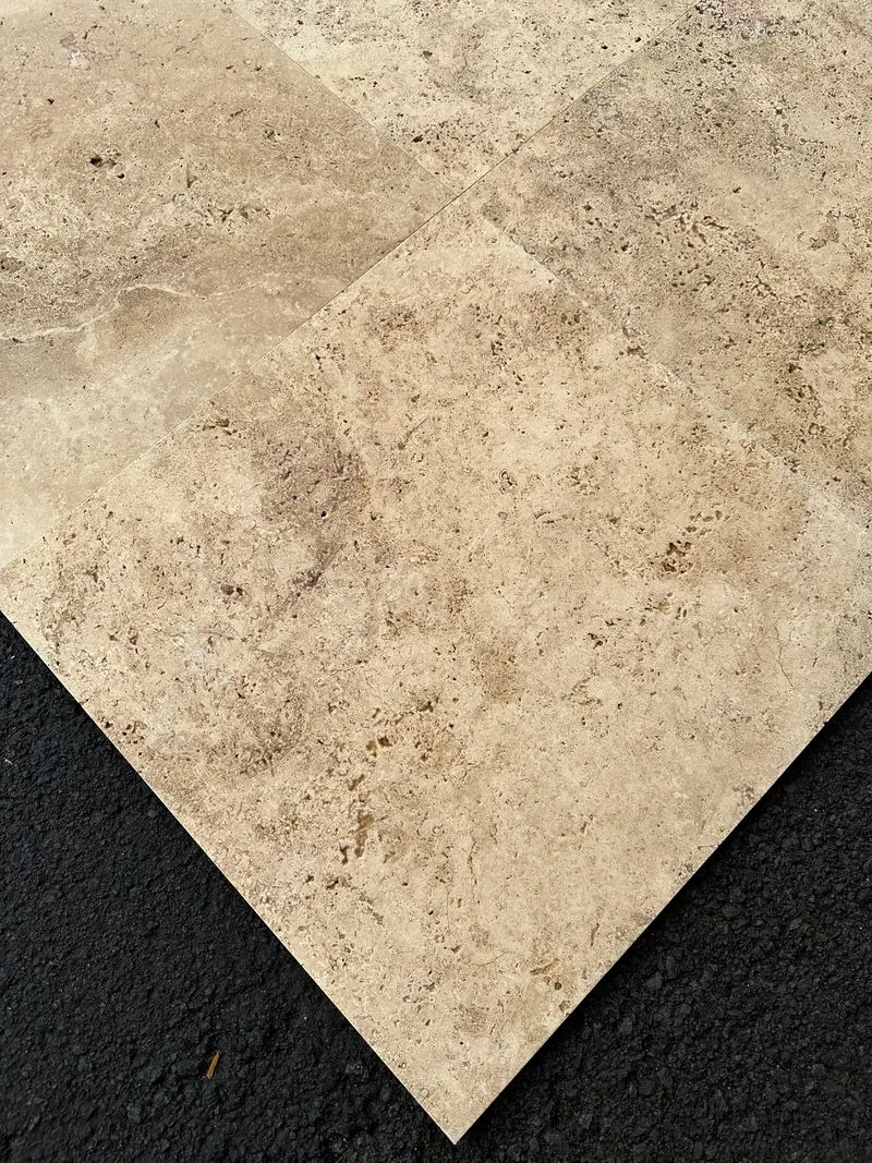 DARK WALNUT Travertine Brushed-Unfilled Tile