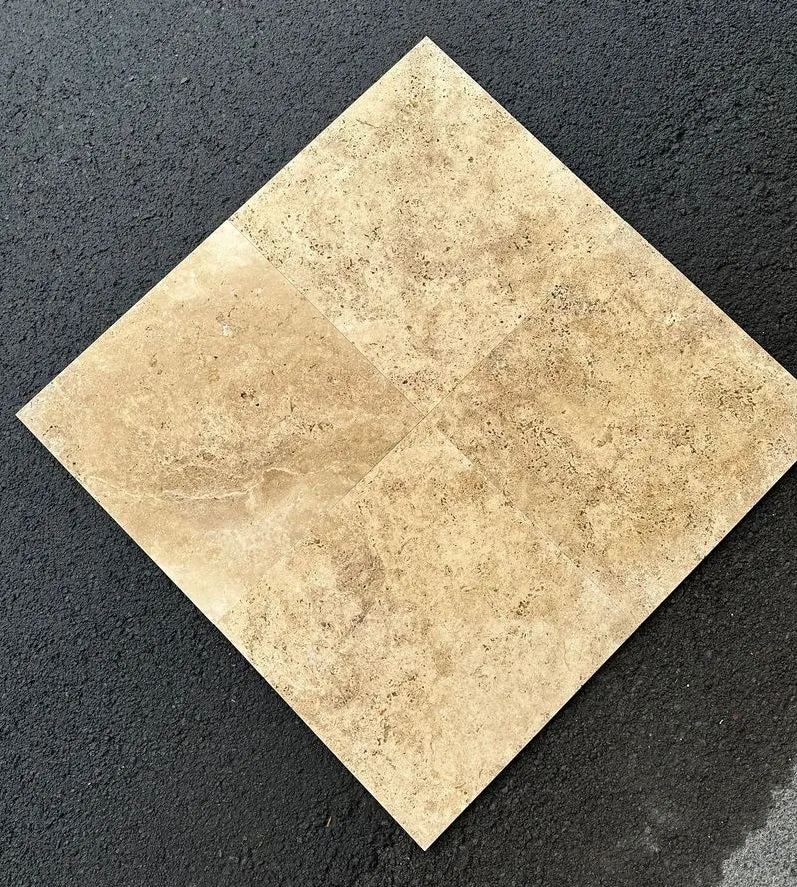 DARK WALNUT Travertine Brushed-Unfilled Tile