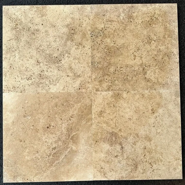 DARK WALNUT Travertine Brushed-Unfilled Tile