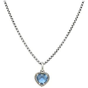 David Yurman Blue Topaz Heart Sterling Silver Pendant Necklace