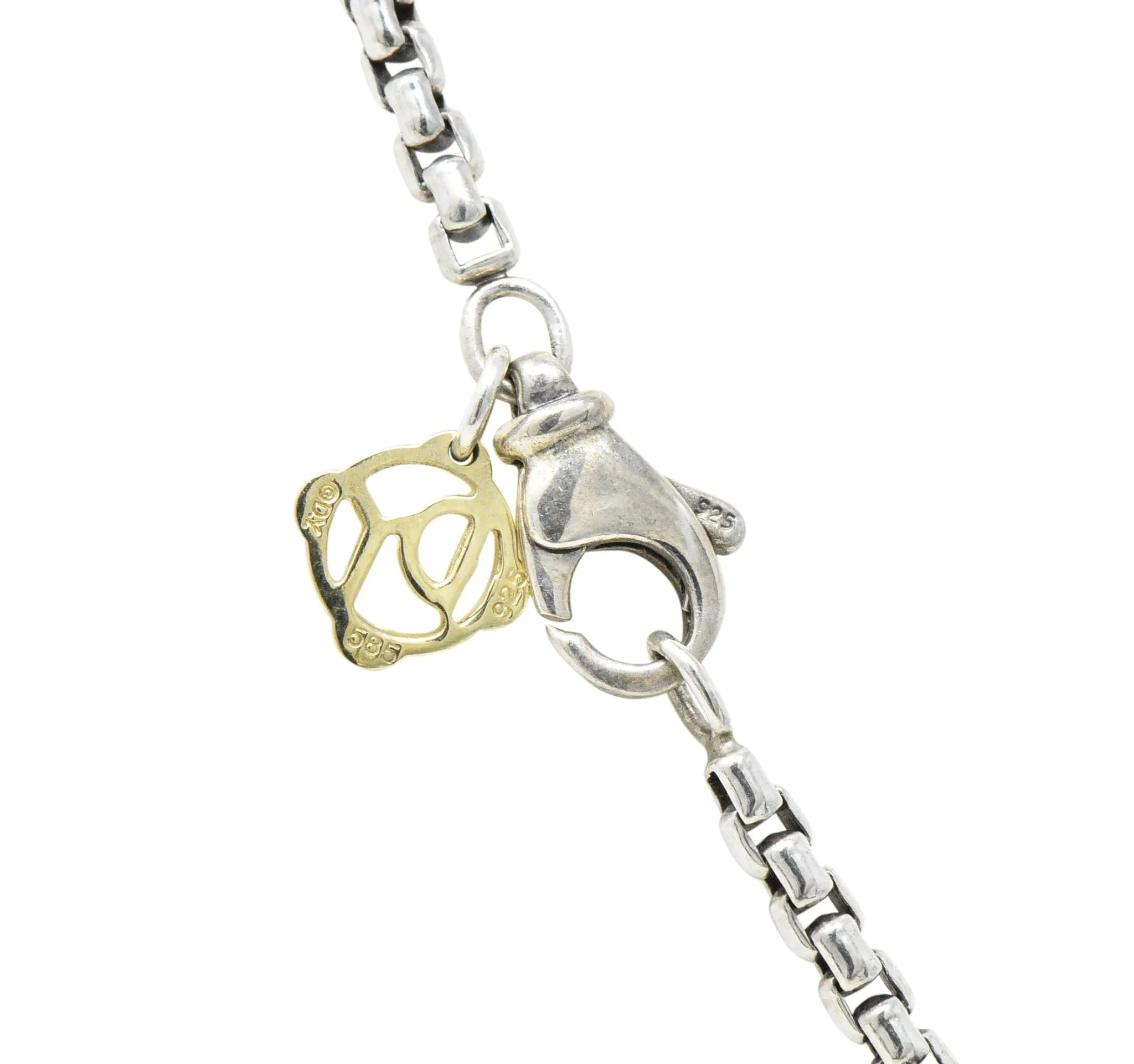 David Yurman Blue Topaz Heart Sterling Silver Pendant Necklace