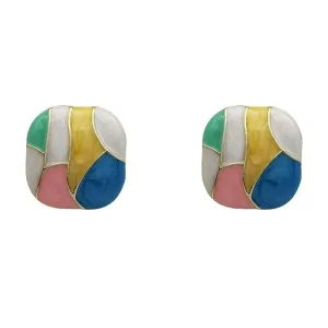 Design Girl Gift Dripping Oil Fashion Jewelry Alloy Ear Studs Women Square Earrings Girl Stud Earrings Korean Style Earrings