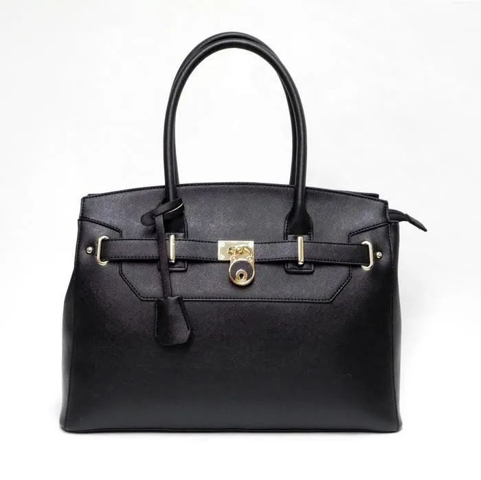 Designer Inspired LOEM brand beige pad lock key zipper pockets shoulder Bag hand