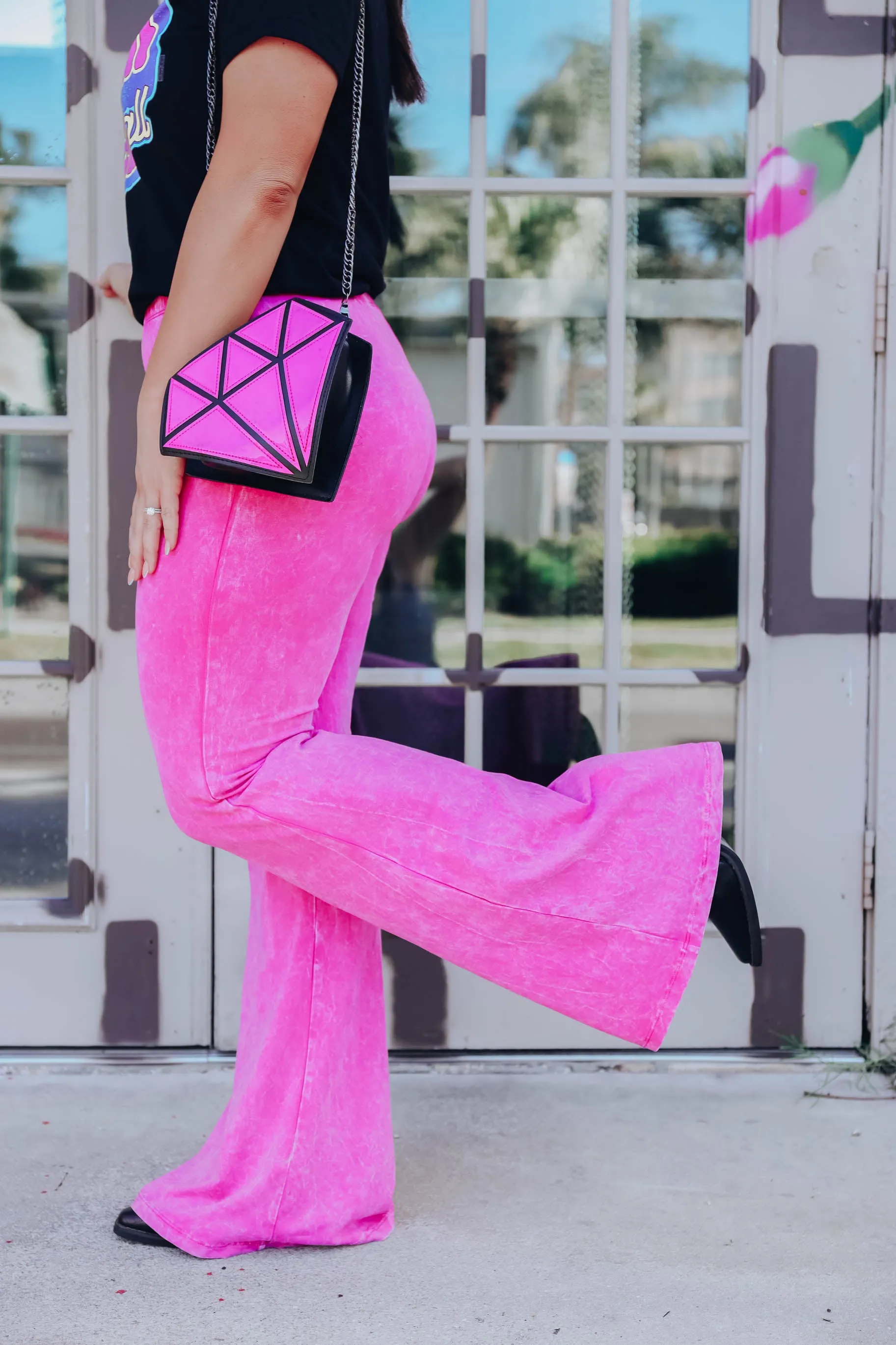 Diamond Girl Iridescent Crossbody Bag - Fuchsia & Silver