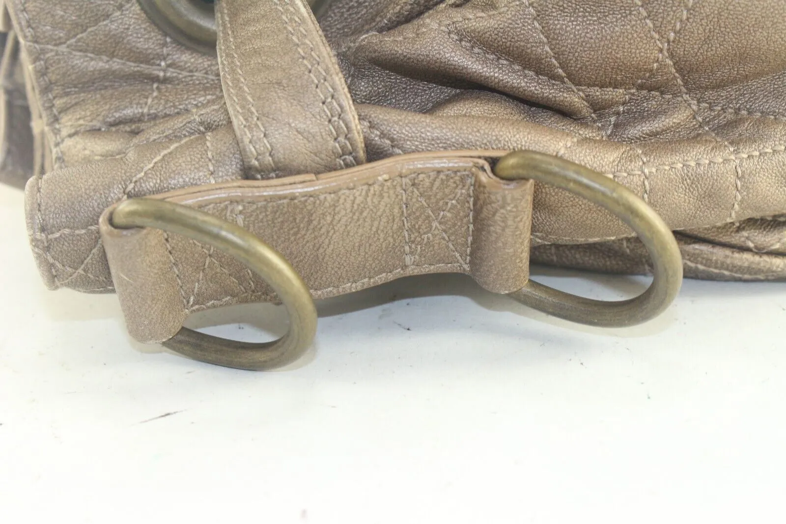 Dior Quilted Bronze Leather Cannage Shoulder Flap Hobo Beige 2DD829K