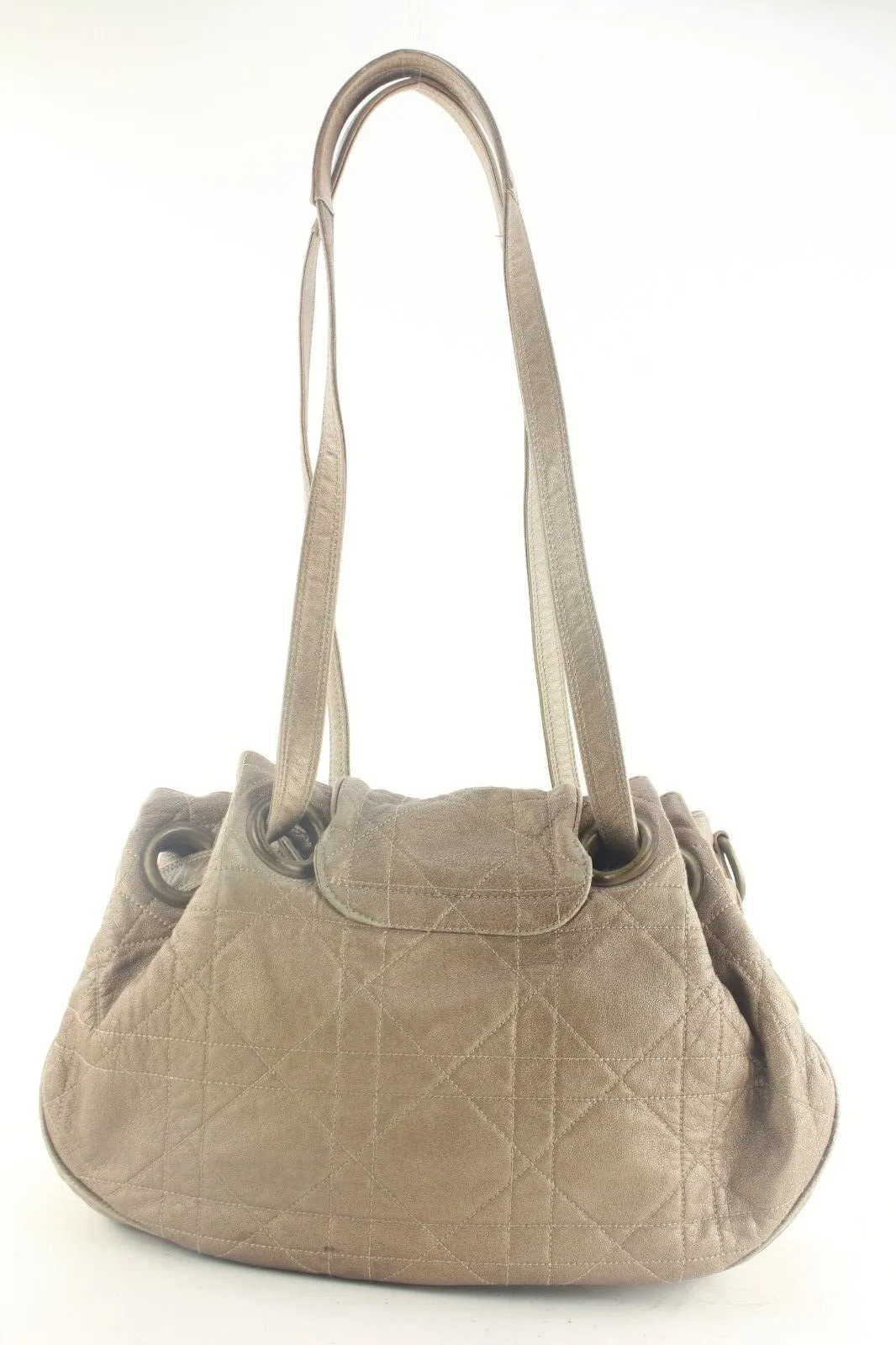 Dior Quilted Bronze Leather Cannage Shoulder Flap Hobo Beige 2DD829K