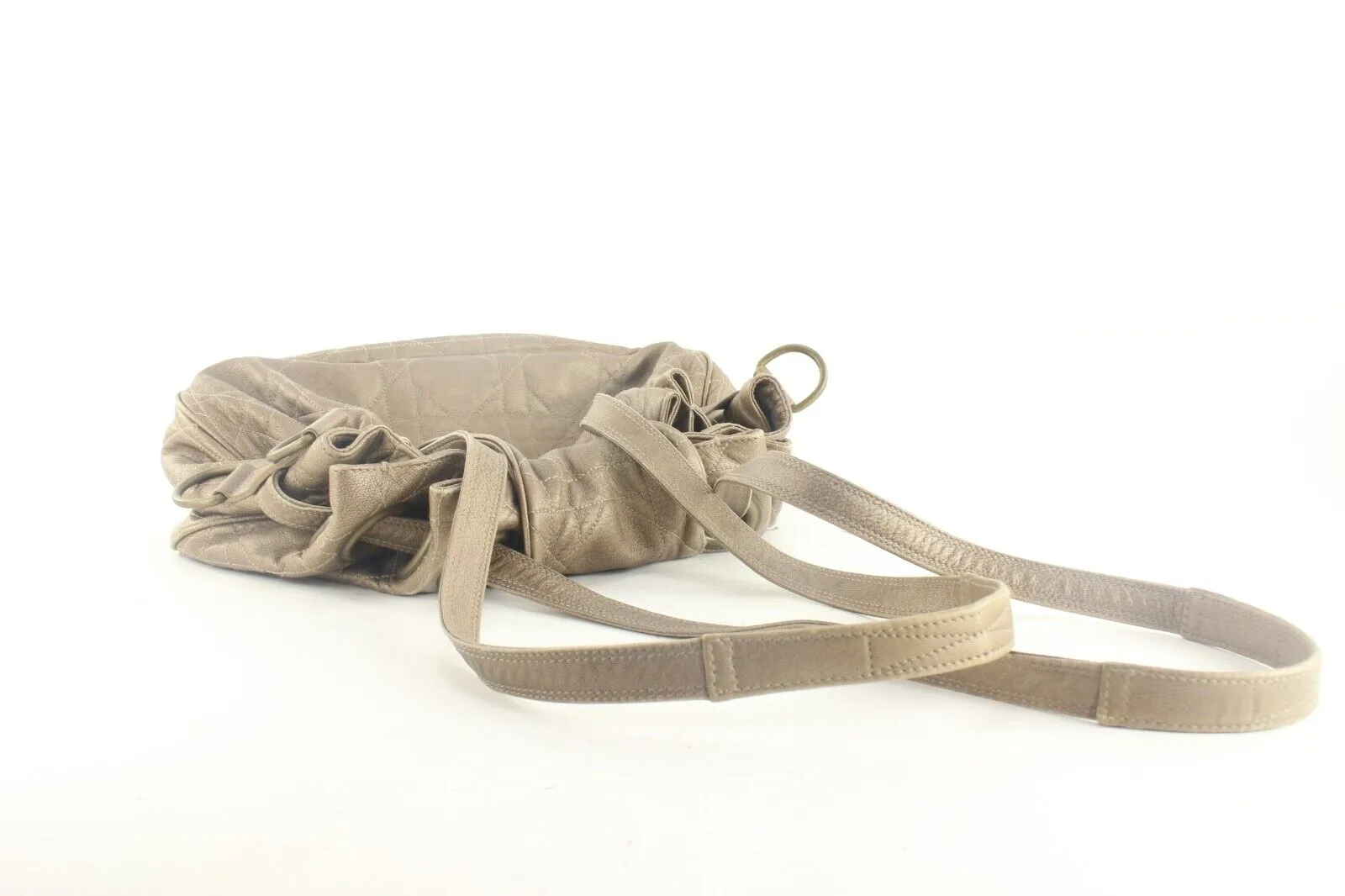 Dior Quilted Bronze Leather Cannage Shoulder Flap Hobo Beige 2DD829K