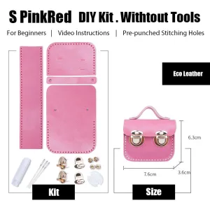 DIY Leather AirPods Case Kits DIY Leather Mini Satchel Bag Kit DIY PinkRed Leather Projects DIY Leather Pouch Kit