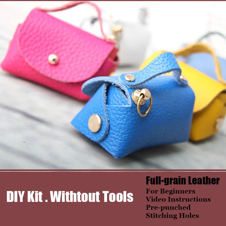 DIY Leather Coin Pouch Kits DIY Light Leather Projects DIY Leather Mini HandBag Kit DIY Leather Pouch Kit