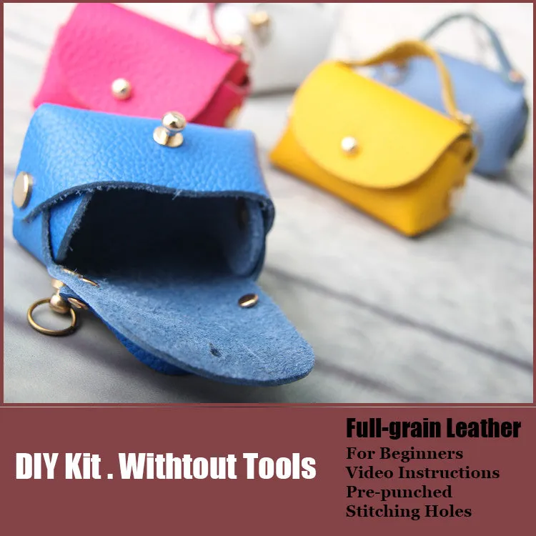 DIY Pink Leather Pouch Kits DIY Leather Projects DIY Leather Mini HandBag Kit DIY Leather Coin Pouch Kit