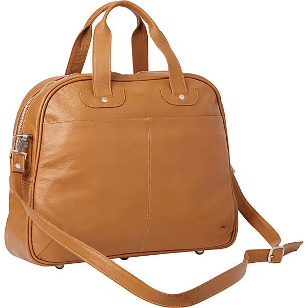 DOUBLE ZIP-POCKET LEATHER SATCHEL