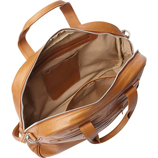 DOUBLE ZIP-POCKET LEATHER SATCHEL