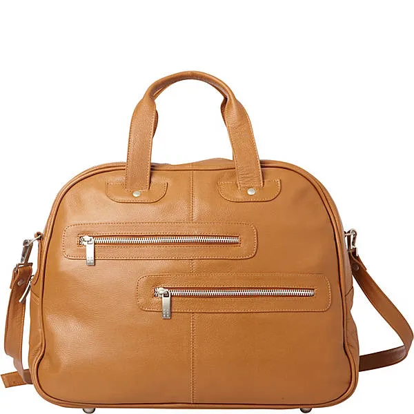 DOUBLE ZIP-POCKET LEATHER SATCHEL
