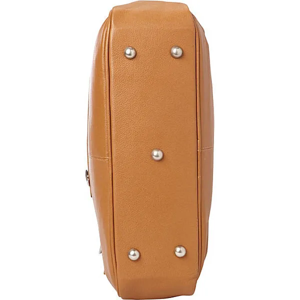 DOUBLE ZIP-POCKET LEATHER SATCHEL