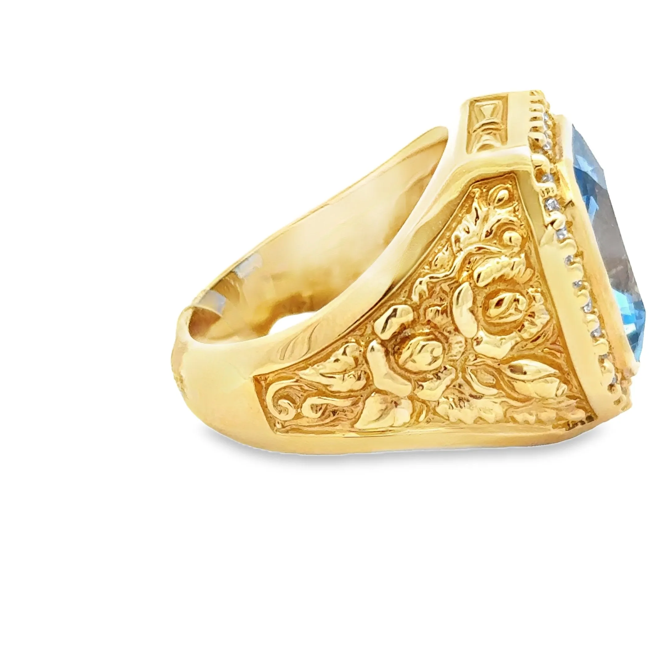Elegant Blue Gemstone Ring 14k
