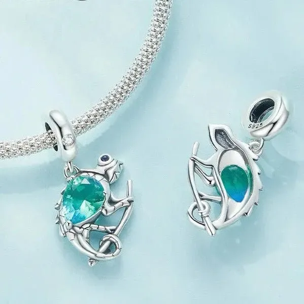 Elegant Chameleon Charm with Green Stone
