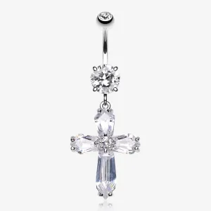 Elegant Cross Sparkle Belly Ring