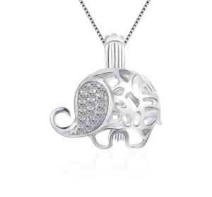 Elegant Elephant Sterling Silver Cage Pendant