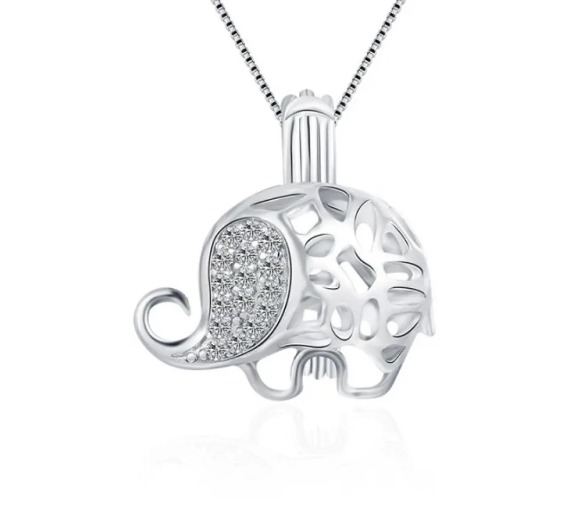 Elegant Elephant Sterling Silver Cage Pendant