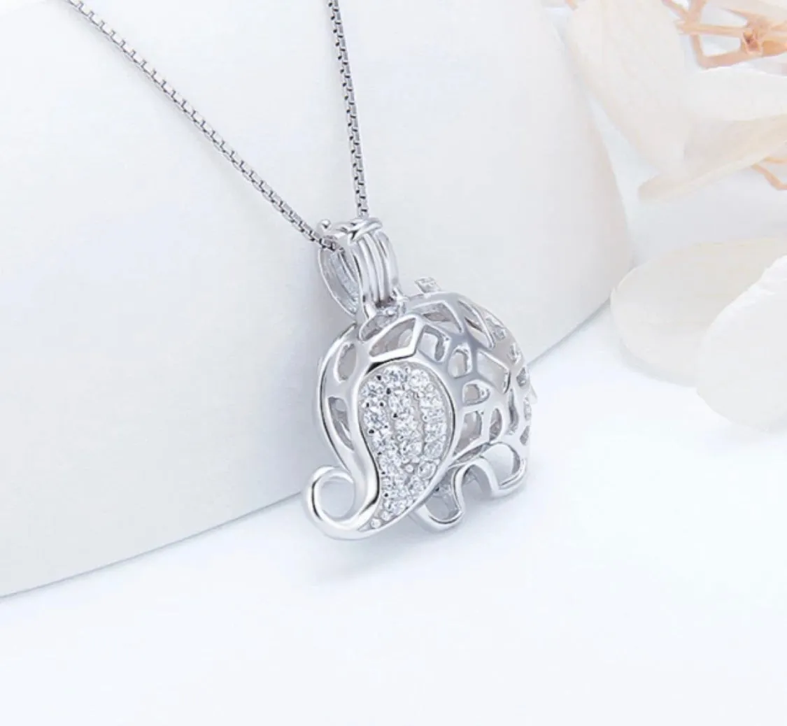 Elegant Elephant Sterling Silver Cage Pendant