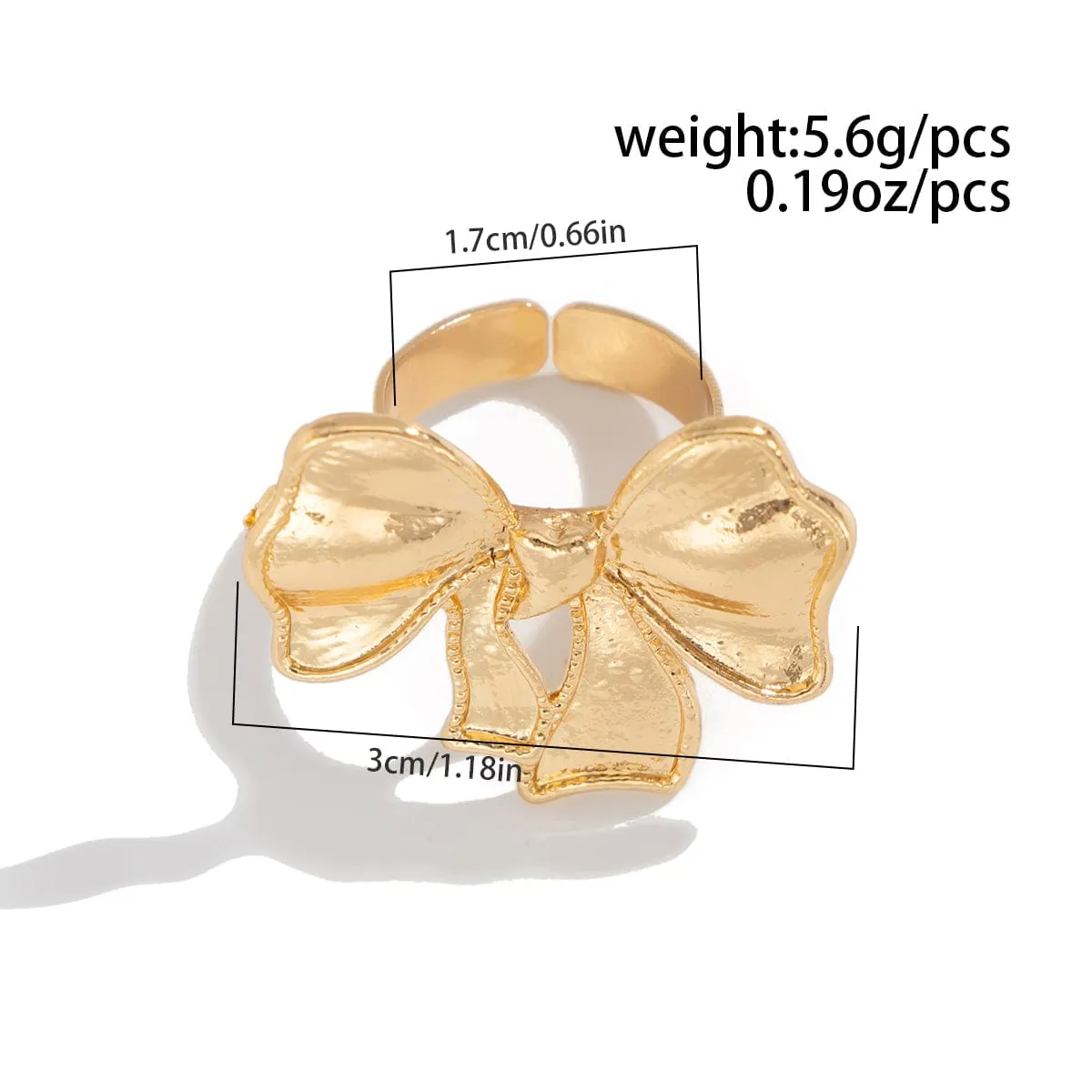 Elegant Gold Silver Tone Bowknot Open Ring