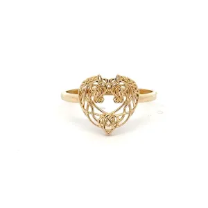 Elegant Heart Shaped Gold Ring 14k