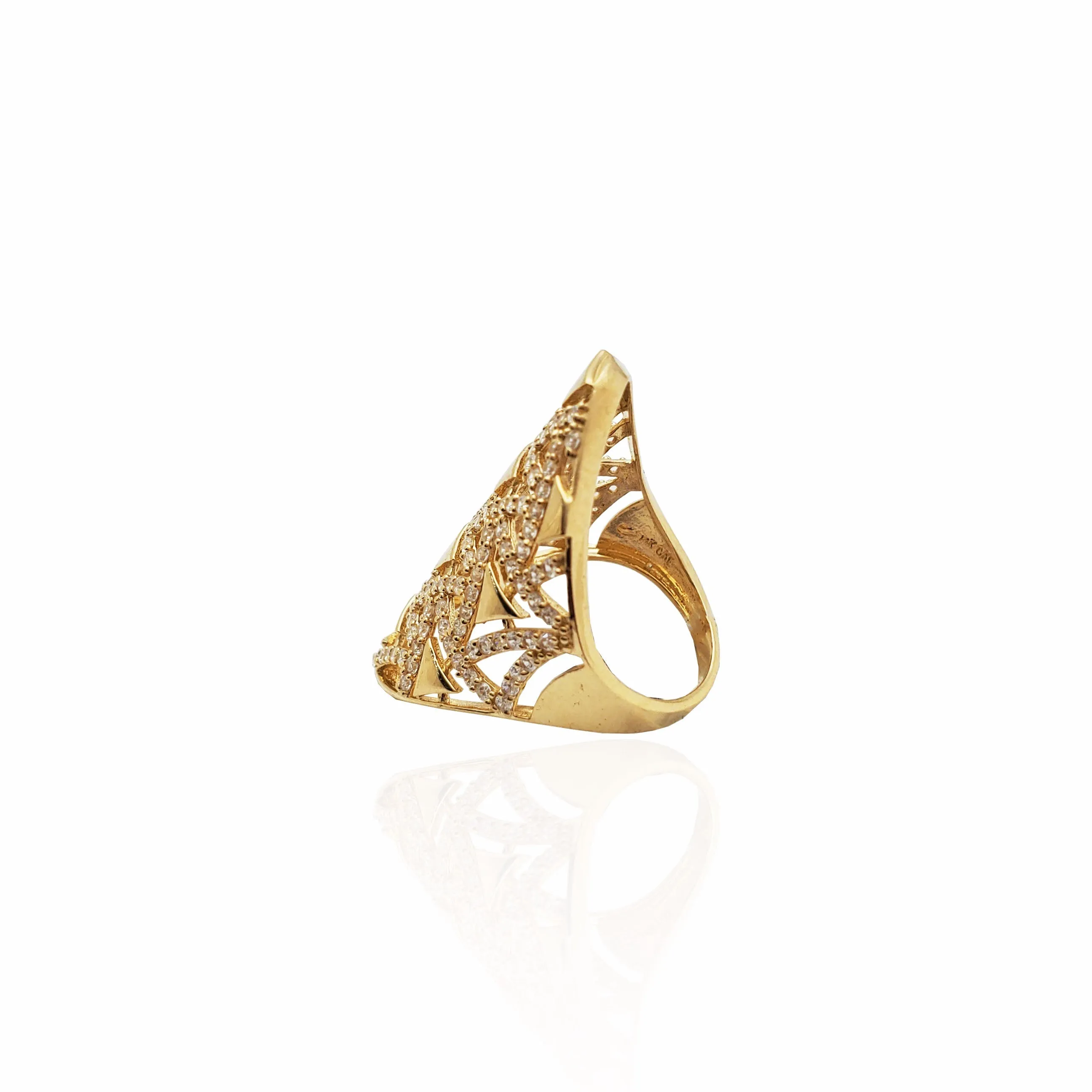 Elegant Long Finger CZ Ring (14K).