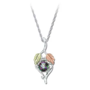 Elegant Mystic Fire Topaz - Sterling Silver Black Hills Gold Pendant