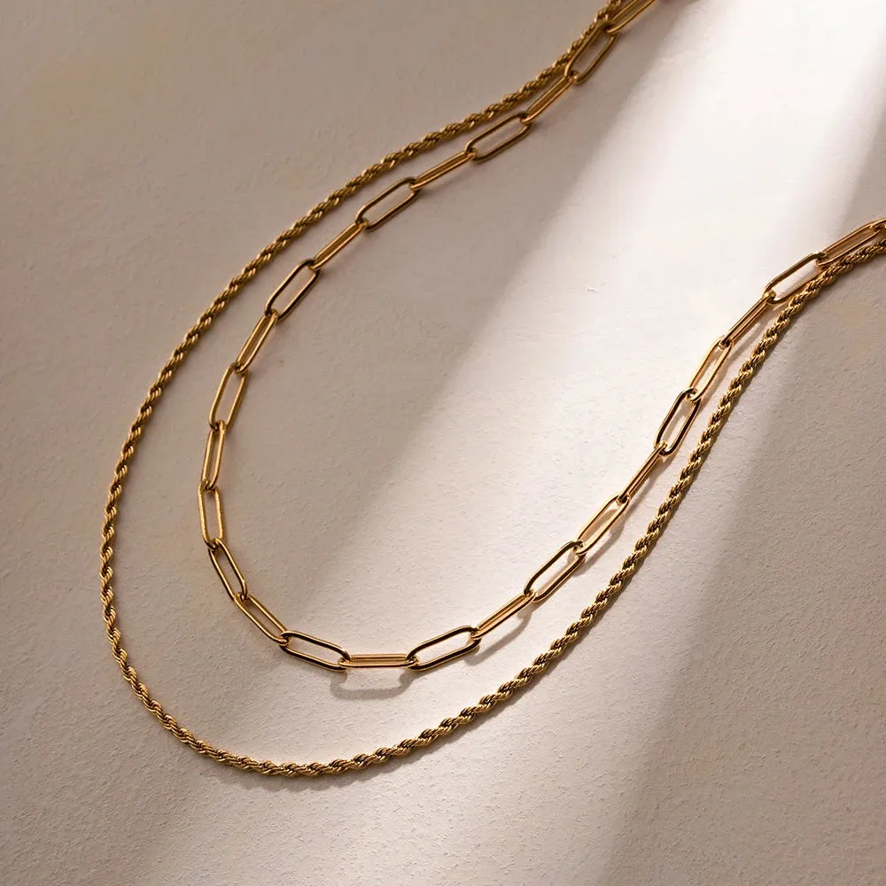 Elegant Paper Clip Double Necklace