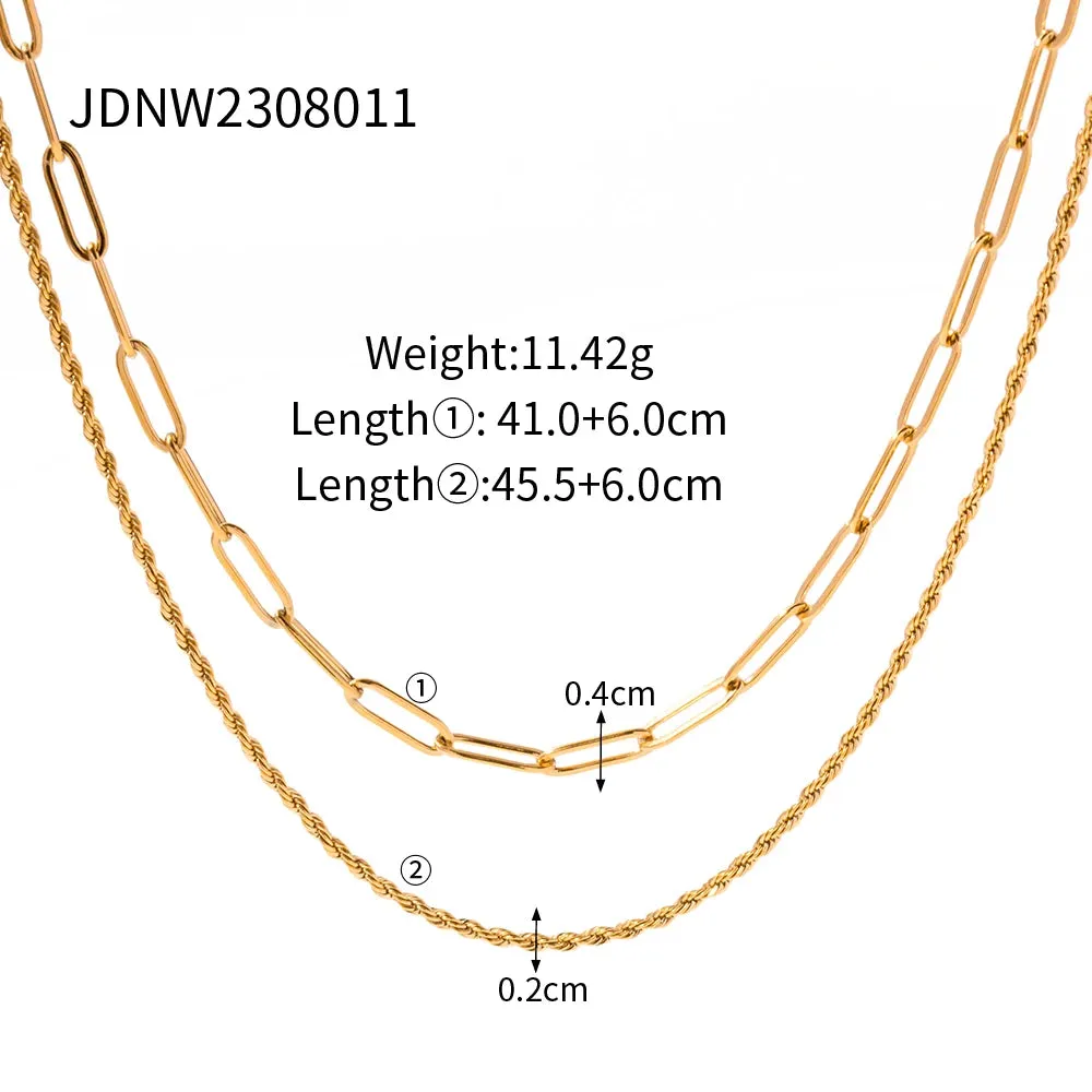Elegant Paper Clip Double Necklace