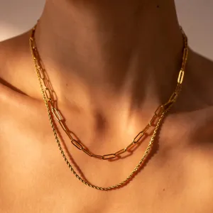 Elegant Paper Clip Double Necklace