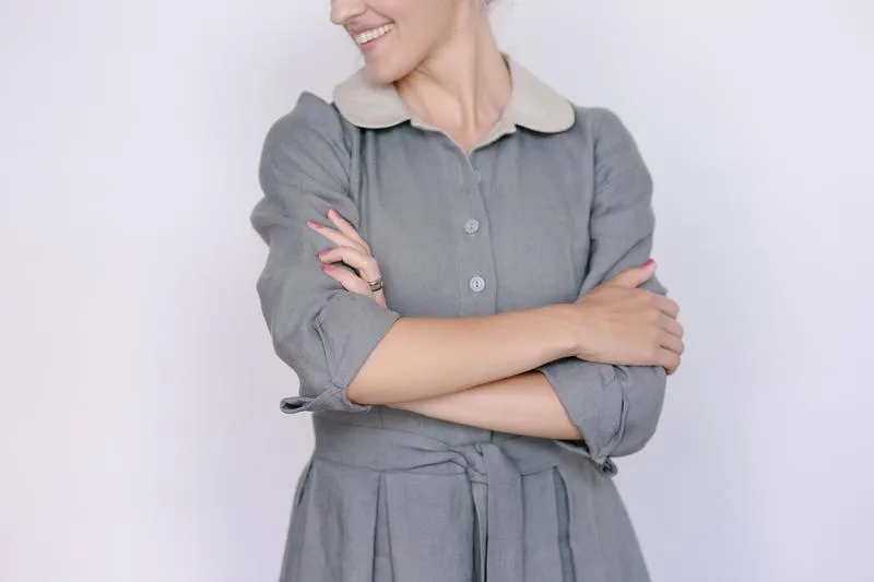 Elegant Peter Pan Collar Linen Dress