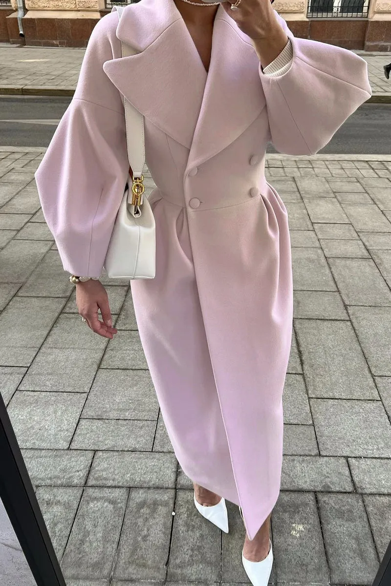 Elegant Solid Solid Color Turndown Collar Outerwear