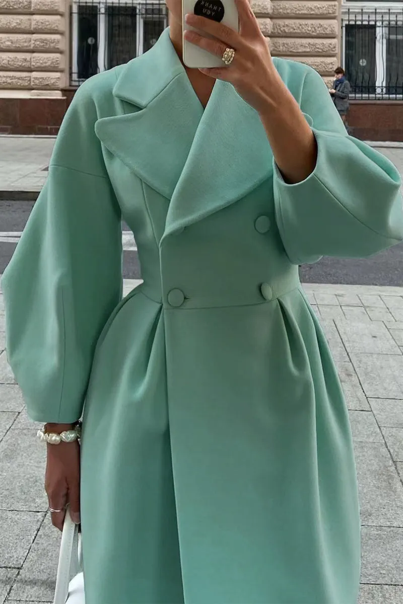Elegant Solid Solid Color Turndown Collar Outerwear